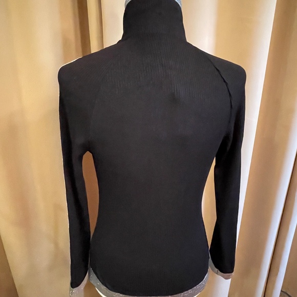 NEW! Stylewe Black Full Zip Ribbed High Neck Cardigan Silver Trim. NWT! - Picture 10 of 15